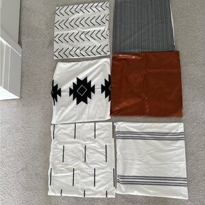 Set of 6 Geometric and Striped Pillow Covers